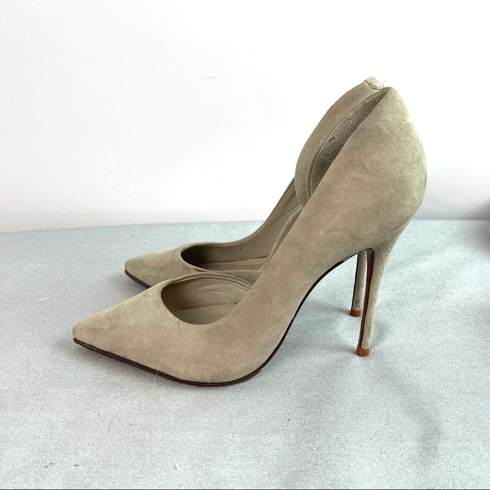 Schutz Tan Suede Pointed Toe Stiletto Heels